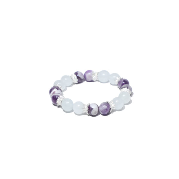 Minimalist Amethyst Aquamarine Single-Loop Bracelet