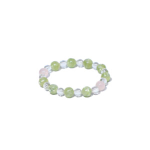 Green emerald crystal and pink quartz and white crystal ability bracelets