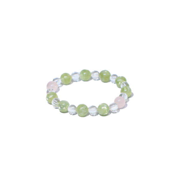 Green emerald crystal and pink quartz and white crystal ability bracelets