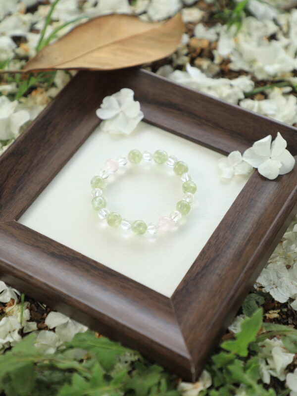 Green emerald crystal and pink quartz and white crystal ability bracelets - Image 3