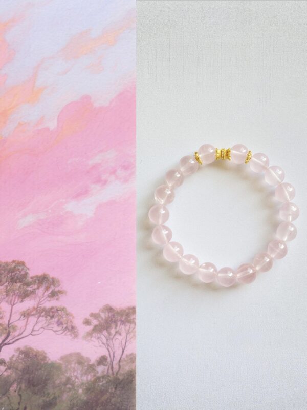 Simple Single-Loop Rose Quartz Bracelet - Image 2