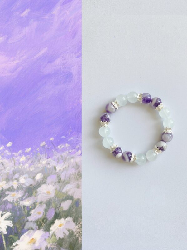 Minimalist Amethyst Aquamarine Single-Loop Bracelet - Image 2